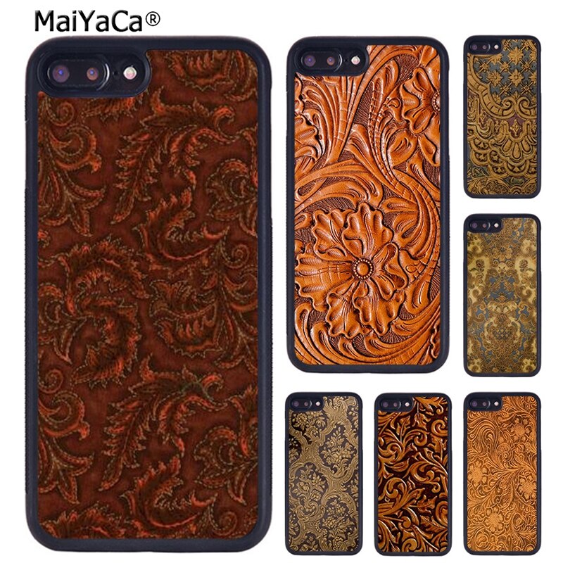MaiYaCa BROWN HAND TOOLED  ȭ ̽ iPhone X XR XS 11 12 Pro MAX 5 6 6 S 7 8 Plus Ｚ Galaxy S6 S7 S8 S9 S10
